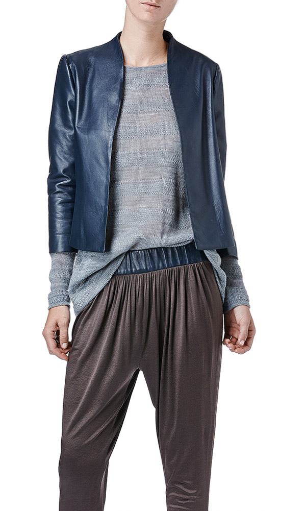 Navy leather jacket